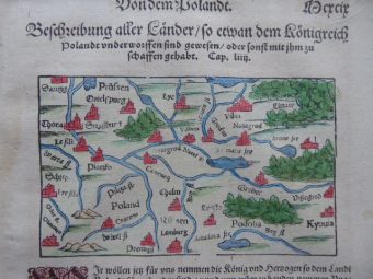 MUNSTER SEBASTIAN - Mapa Polski [Kosmografia z 1592 r.]
