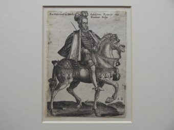 ABRAHAM de BRUYN - Dworzanin belgijski – portret konny [miedzioryt]