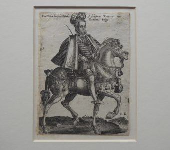 ABRAHAM de BRUYN - Dworzanin belgijski – portret konny [miedzioryt]