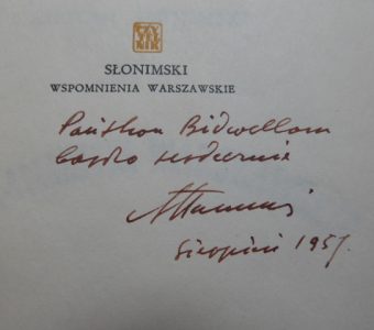 SŁONIMSKI ANTONI - Wspomnienia warszawskie [autograf]