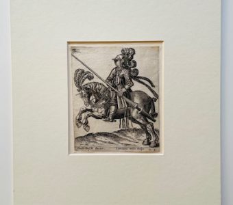 ABRAHAM de BRUYN - Lansjer belgijski – portret konny [miedzioryt]