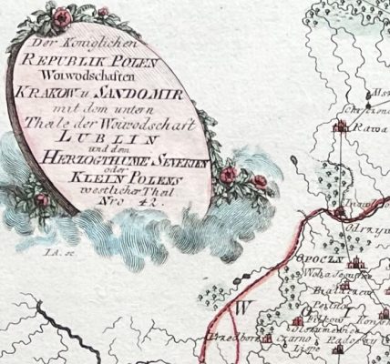 F.J.J. von REILLY Mapa – Kraków, Sandomierz [miedzioryt kolorowany]
