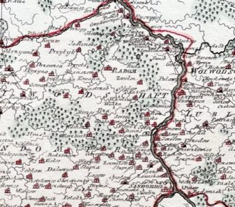 F.J.J. von REILLY - Mapa – Kraków, Sandomierz [miedzioryt kolorowany]