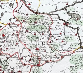 F.J.J. von REILLY - Mapa – Sieradz, Łęczyca, Rawa [miedzioryt kolorowany]