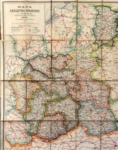 BARACZ P.A. - Mapa Królestwa Polskiego z oznaczeniem dróg