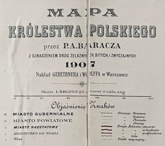 BARACZ P.A. - Mapa Królestwa Polskiego z oznaczeniem dróg